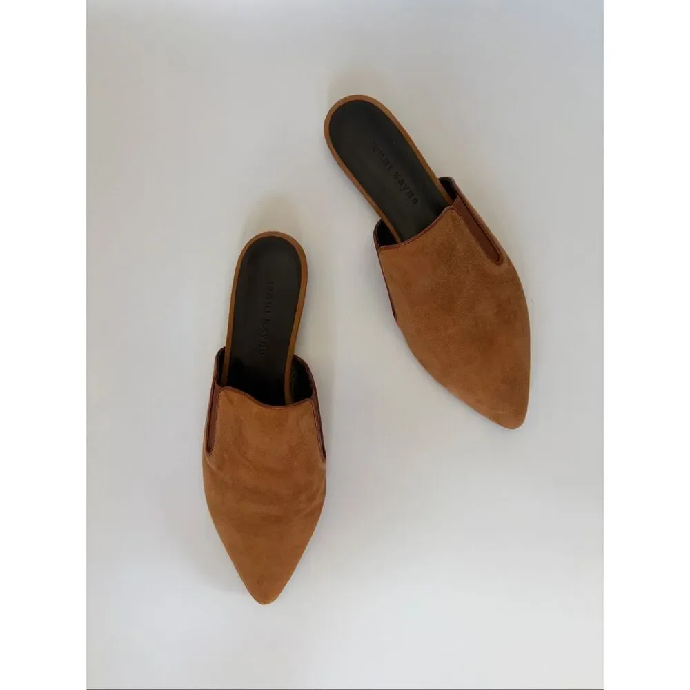 Jenni Kayne Suede Pointed-Toe Mules in Cognac - Picture 3 of 12